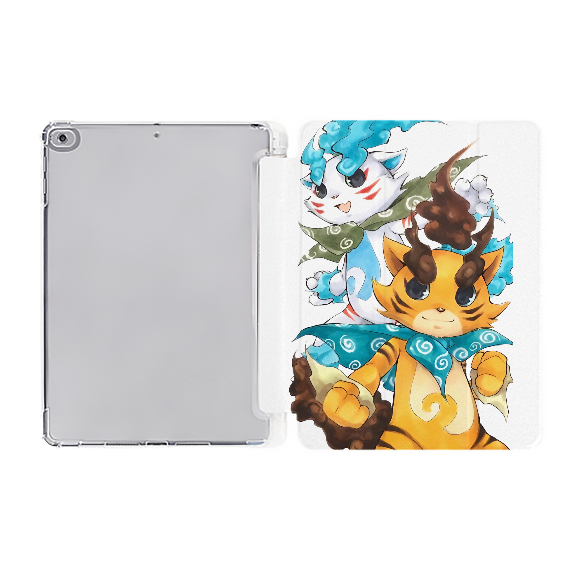（画像用） 妖怪ウォッチ Yo-kai Watch IPad ケース ペン収納付き 三つ折りスタンド PUレザー×シリコン 対応機種9.5/10.5/10.9インチ